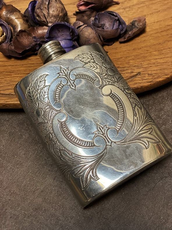 【🇬🇧 英國・Sheffield鍍銀刻花酒壺・1930年代古董】