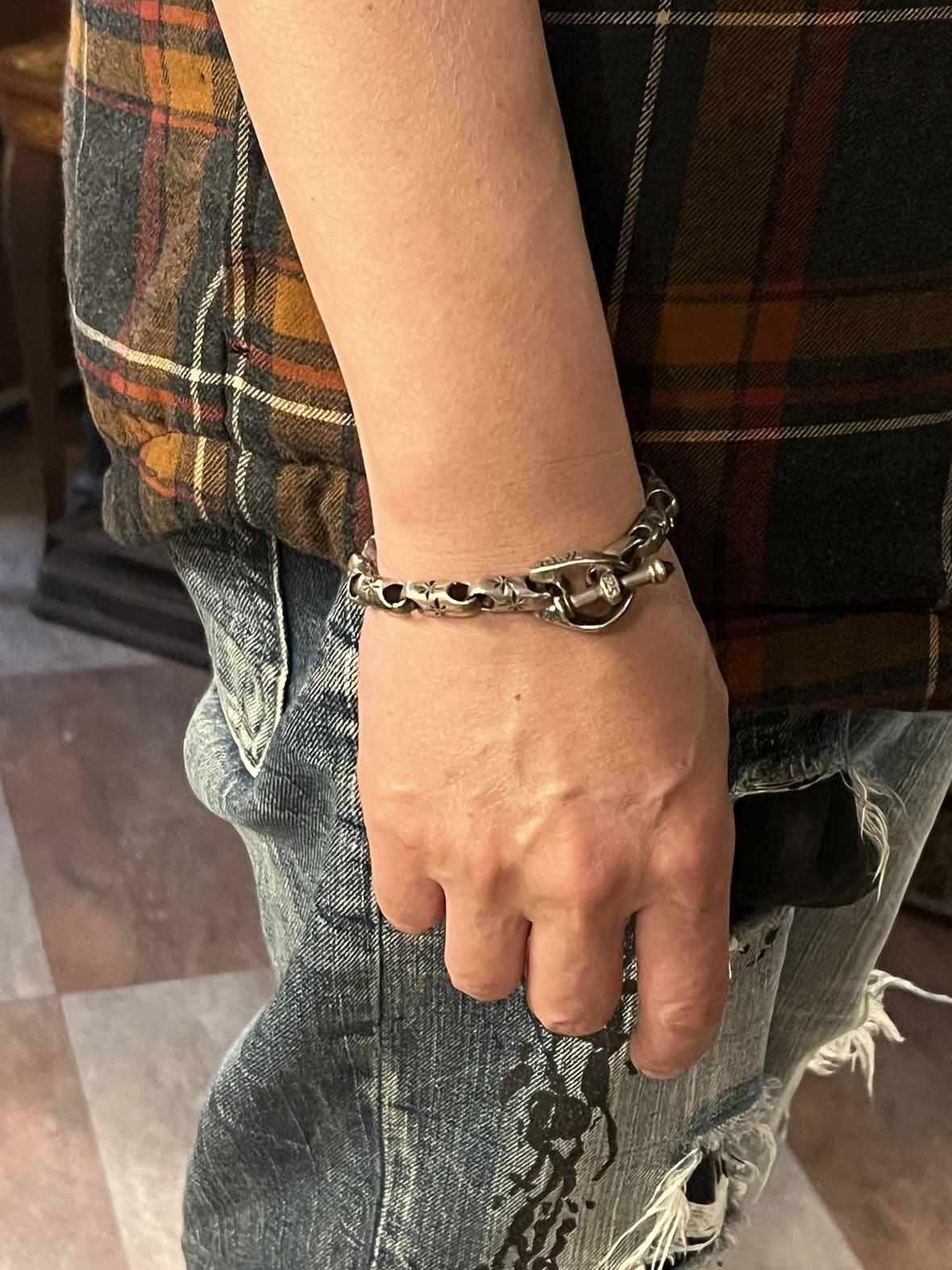 【🇺🇸 美國・Bill Wall Leather 星紋雕刻鏈節手鍊・重磅銀飾】