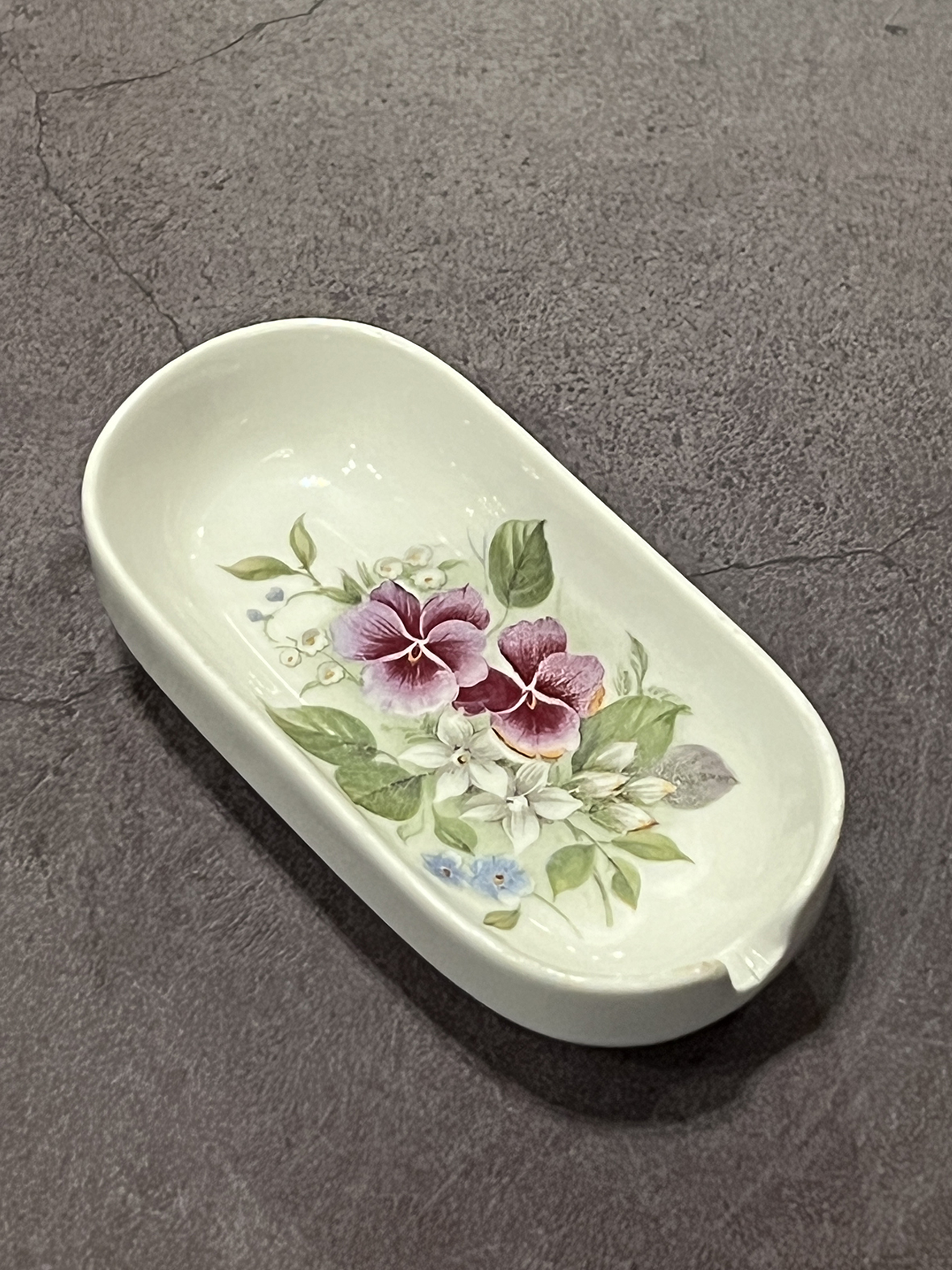 【🇫🇷 法國・Limoges骨瓷煙灰缸・手工花卉彩繪】