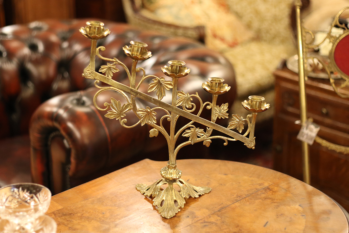 【🇫🇷 法國・階梯式黃銅燭台・Art Nouveau風格】