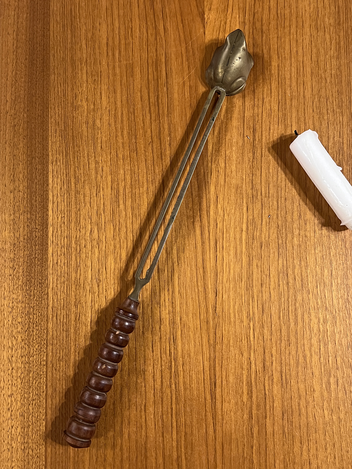 【🇫🇷 法國・黃銅蛙造型木柄滅燭器・古典工藝】