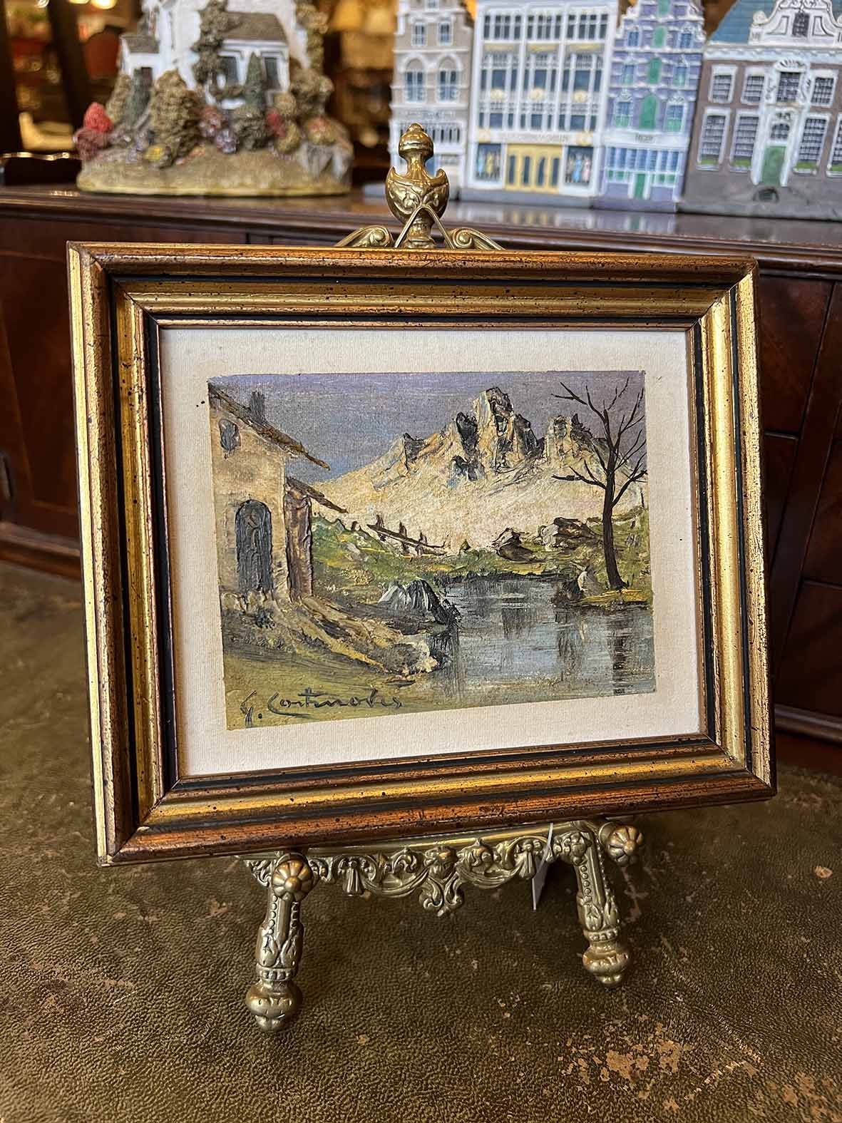 【🇮🇹 義大利・手繪山景油畫・阿爾卑斯山村風景】