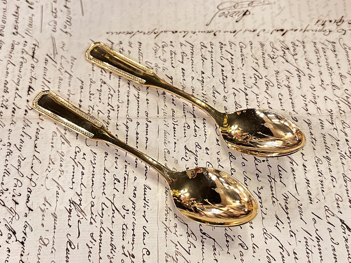 【🇮🇹 義大利・鍍14K金茶匙咖啡匙・典雅寬柄設計】