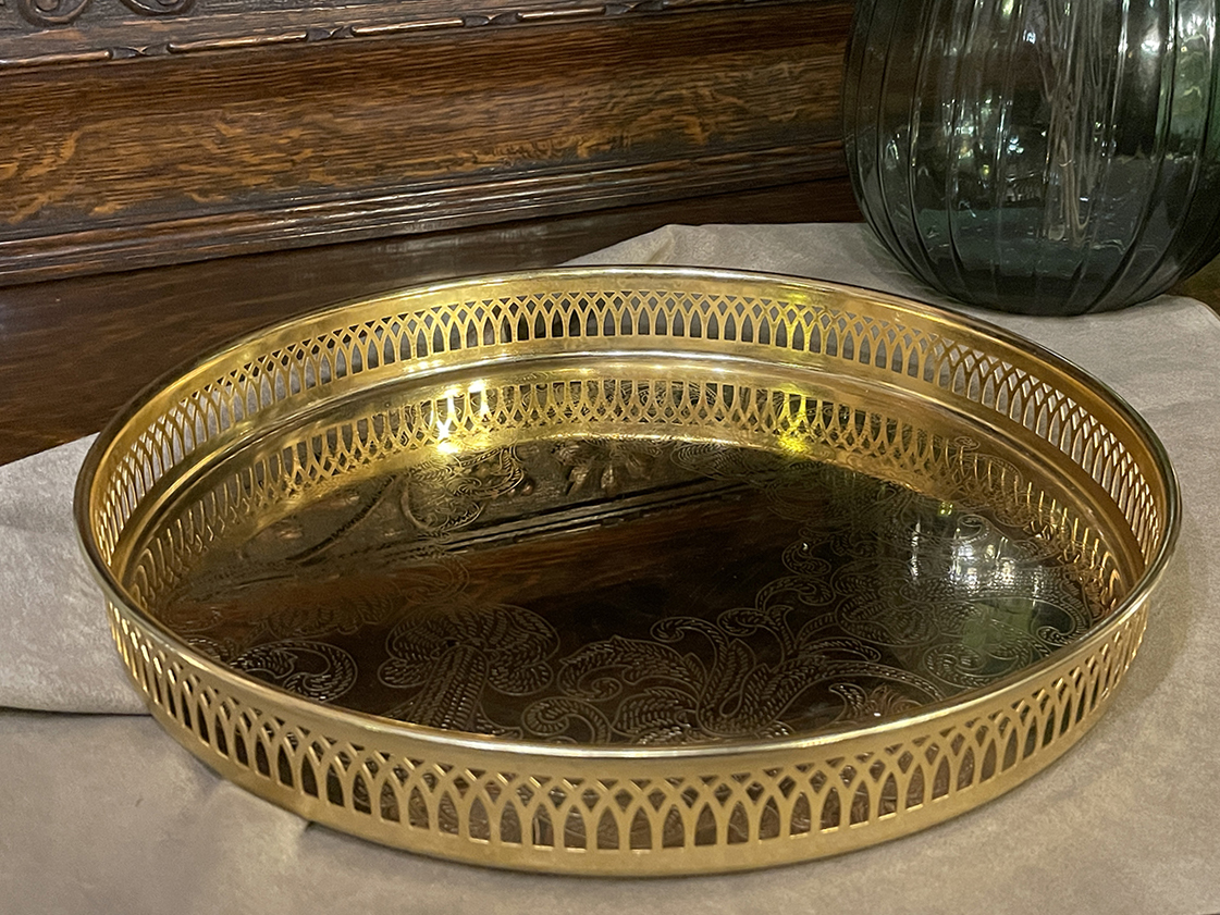 【🇩🇪 德國・鍍金鏤空圓托盤・洛可可風格】