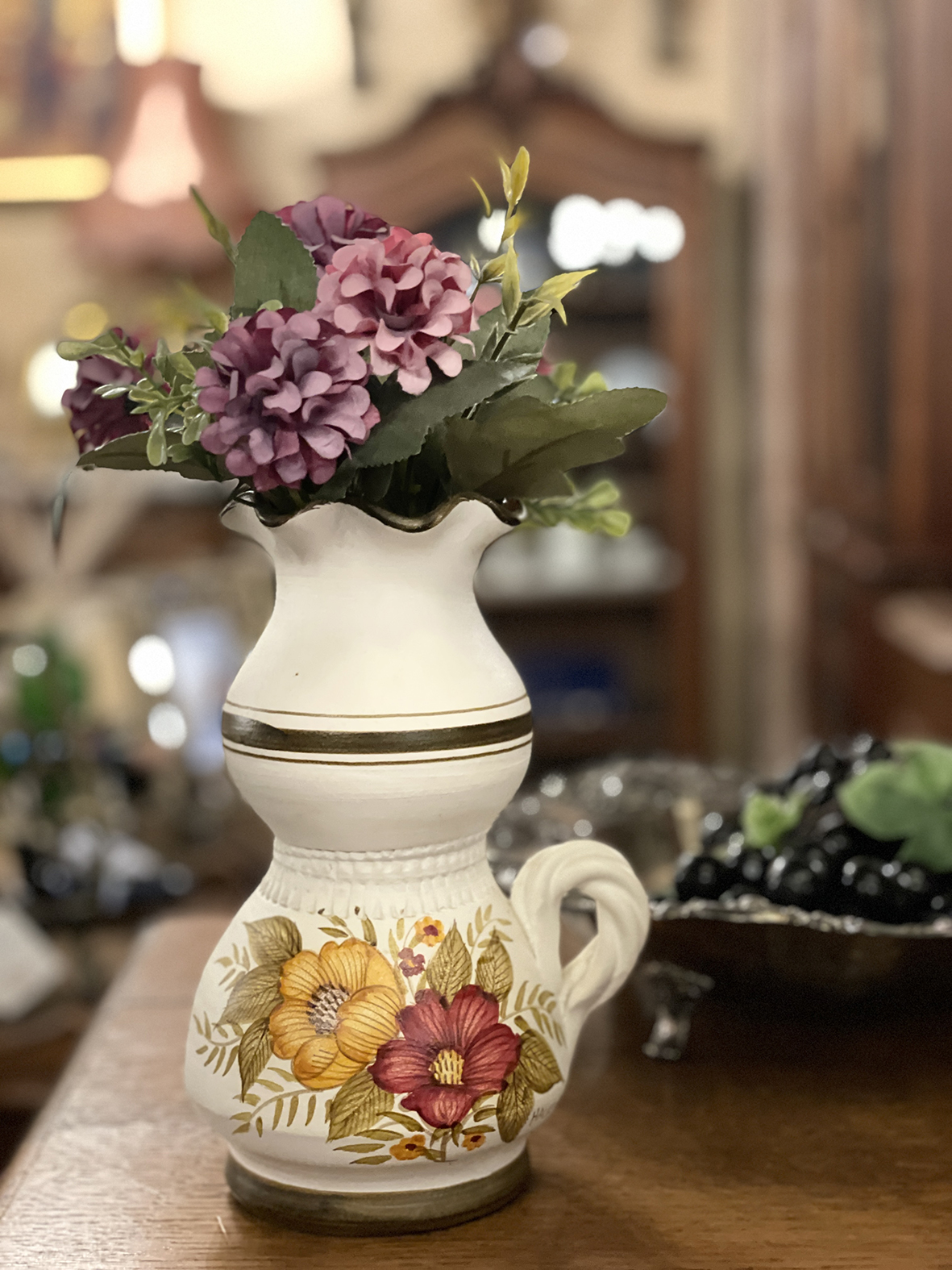 【🇩🇰 丹麥・手工陶花瓶・HALKIDIKI 手繪花卉】